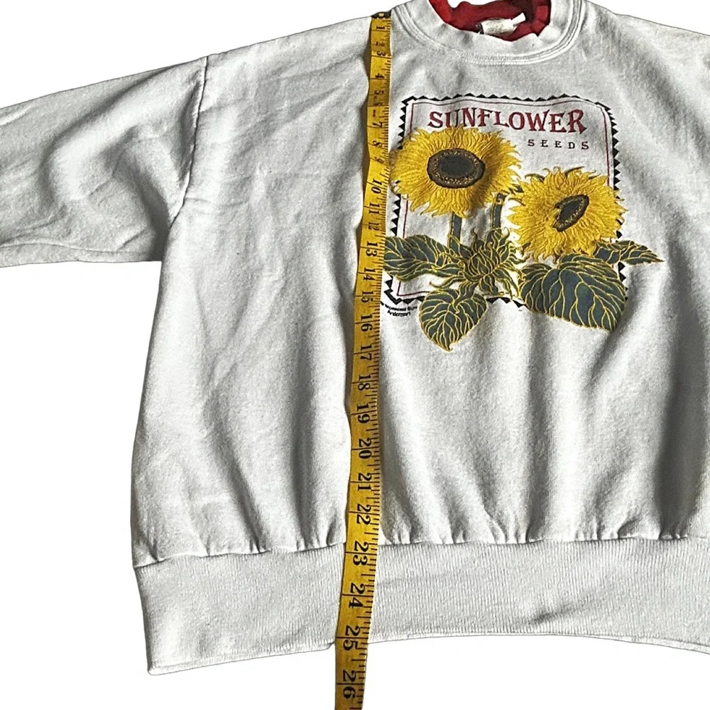 Vintage Morning Sun Sunflower Seeds Sweatshirt USA Large Floral 90s Cottagecore - Picture 13 of 13